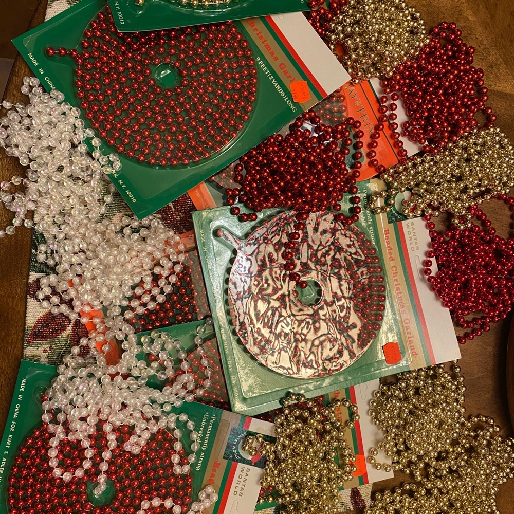 Festive Beaded Garlands in Red, Gold, and White